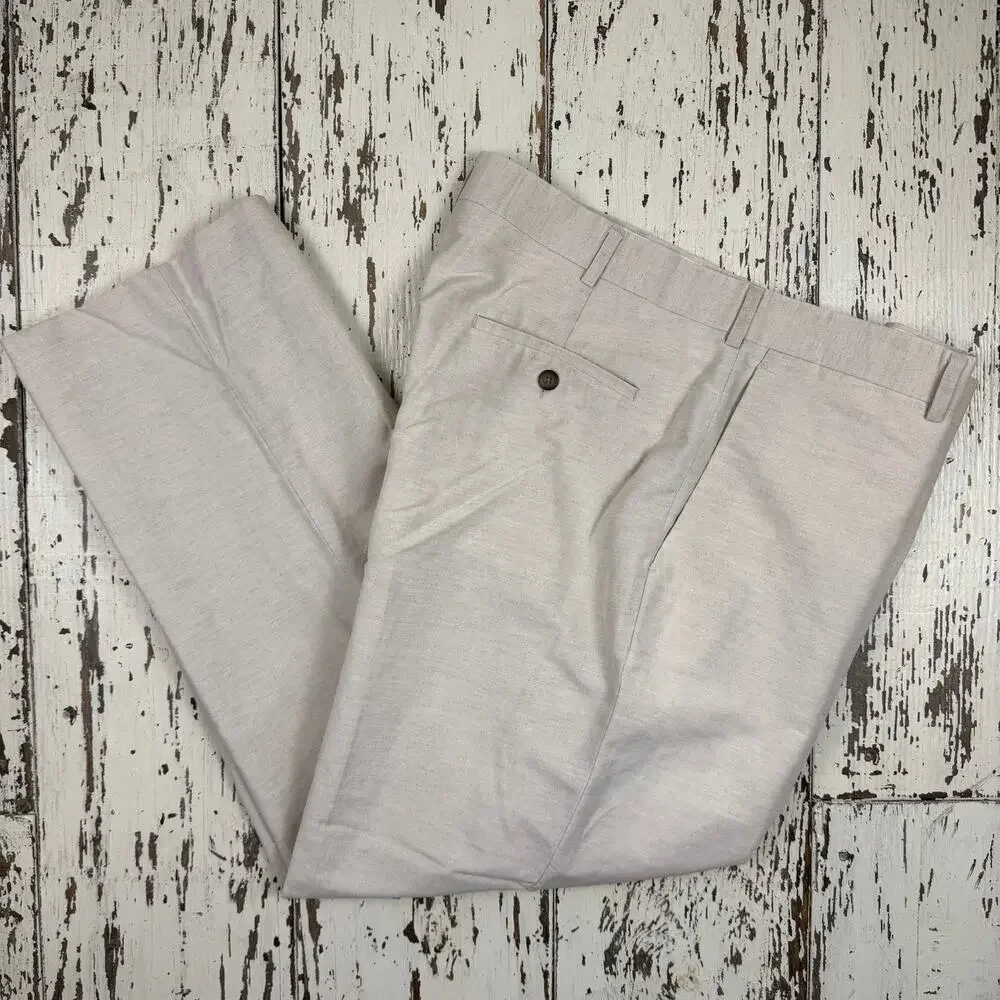 Axist Linen Dress pant men’s 38x30 flat front cream color Linen /cotton blend